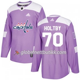 Washington Capitals Hockeydrakt Braden Holtby 70 2017-2018 Purple Fights Cancer Practice Adidas Authentic - Herre